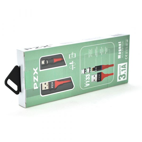 
					Кабель магнітний PZX V133, Micro-USB, 3.1A, Red, довжина 1м, BOX