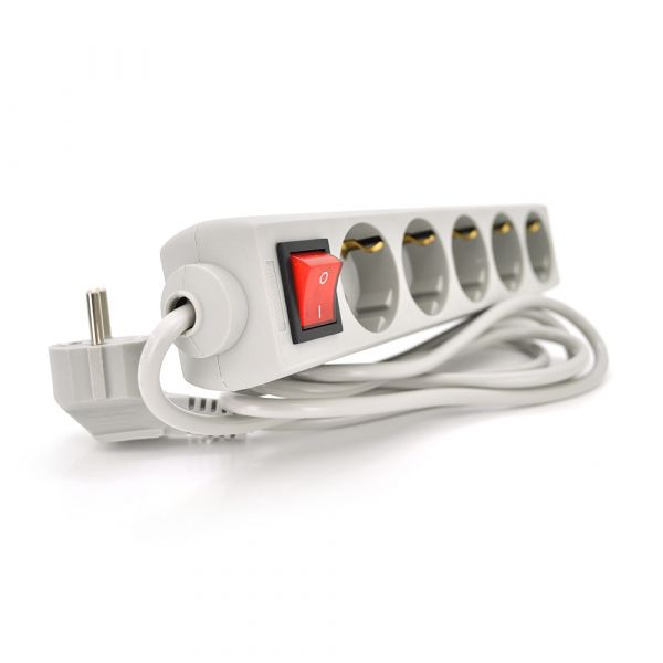 
					Мережевий подовжувач RITAR G518CU, 220В 10А,  5 розеток, 1,8 м, переріз 3х0,75мм CU, сірий Q50