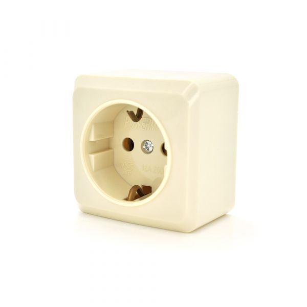 
					Розетка із заземленням накладна для зовнішнього монтажу, White, Q30