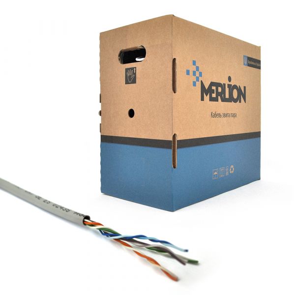 
					Кабель MERLION КПВ-ВП 4*2*0,48  (UTP-cat.5E), CU, оболонка ПВХ, для внутр. робіт, 305м.