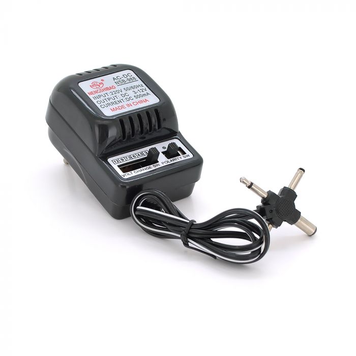 
					Адаптер живлення NSB-988 з регулюванням 3V/4.5V/6V/9V/12V 0,5A, штекер 5,5*2,1, jack2,5, LED - індикація