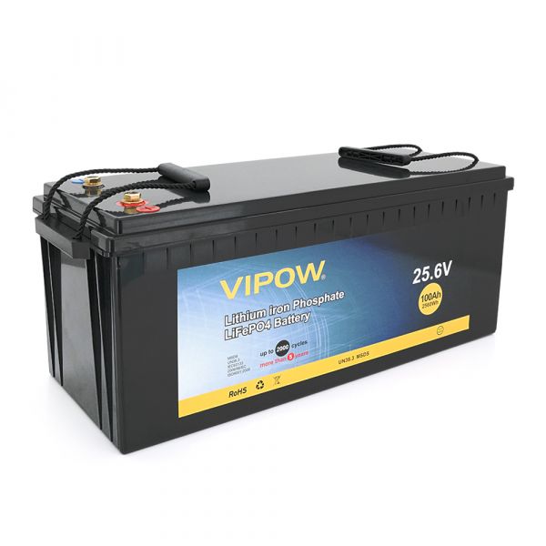 
					Акумуляторна батарея Vipow LiFePO4 25,6V 100Ah з вбудованою ВМS платою 80A (530*215*205)