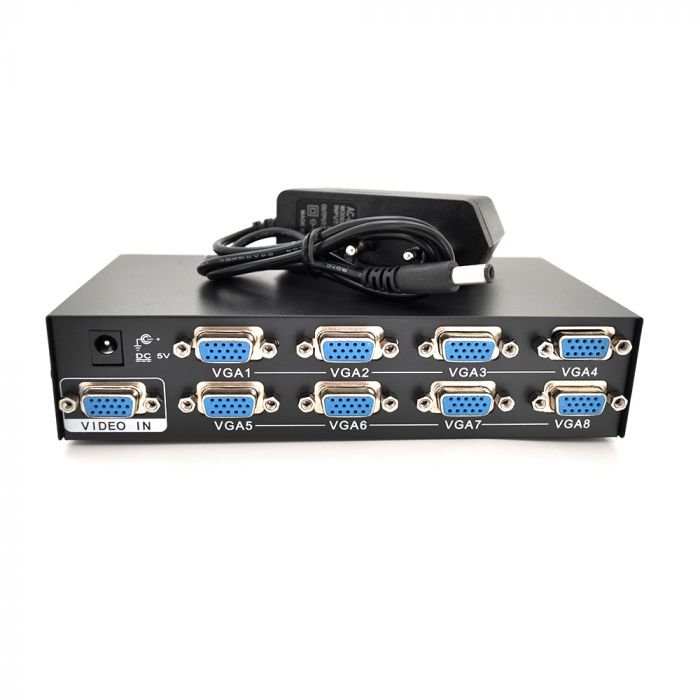 
					Активний спліттер VGA сигналу KV-FJ2508S 150MHz 8 Port, DC5V / 2A