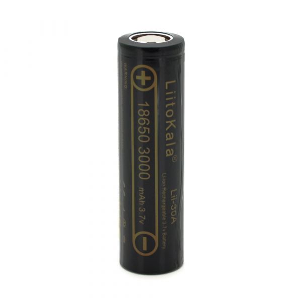 
					Акумулятор 18650 Li-Ion LiitoKala Lii-30A, 3000mah (2850-3250mah), 30A, 3.7V (2.75-4.2V), Black, PVC BOX Q2,  цiна за 1 шт