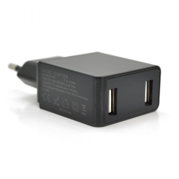 
					СЗУ GS 550,110-240V, 2xUSB, 5V / 2.4A, LED Black, Blister-box