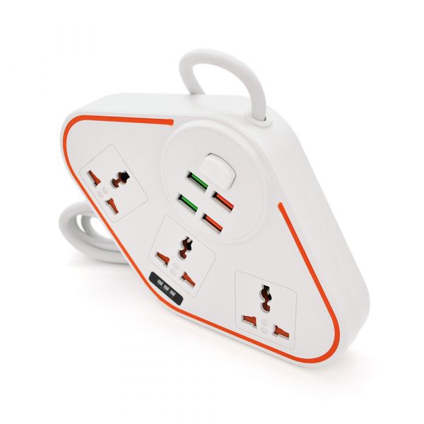 
					Мережевий фільтр BLK-07, 3 Розетки + 4 USB, 2 м, перетин 3х0,75мм, White, Box