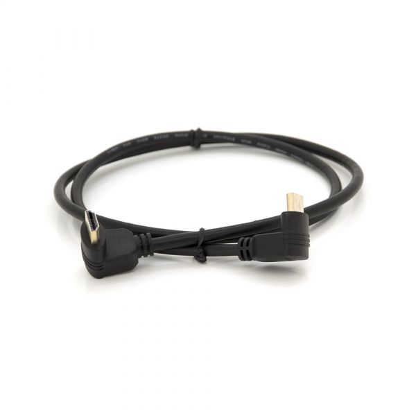 
					Кабель MerlionHDMI-HDMI 1.0m, v1.4, OD-7.5mm, круглий Black, коннектор Black 90 ° кутовий / 90 ° кутовий