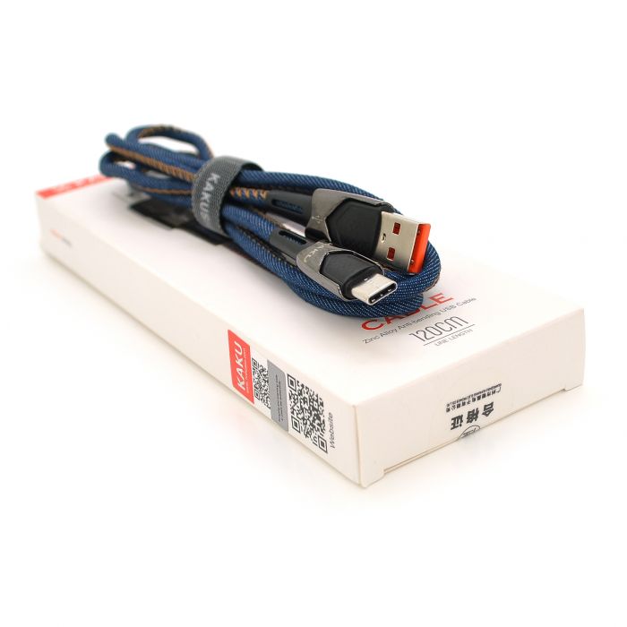 
					Кабель iKAKU KSC-192 GEDIAO zinc alloy charging data cable series for Type-C, Blue, довжина 1,2м, 3,2А, BOX