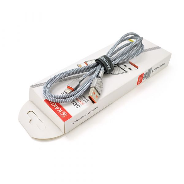 
					Кабель iKAKU KSC-188 DIANYA zinc alloy charging data cable series for iphone, Gray, довжина 1,2м, 3,2А, BOX