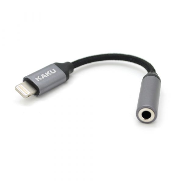 
					Перехідник KSC-428 Lighting(M) =>Jack 3.5mm(F), 5см, Black/Silver, Box