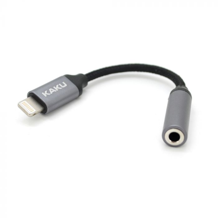 
					Перехідник KSC-428 Lighting(M) =>Jack 3.5mm(F), 5см, Black/Silver, Box