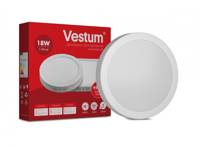 Светильник LED накладной круглый Vestum 18W 4000K 220V