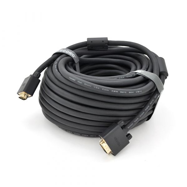 
					Кабель VEGGIEG VG-30 VGA 3 + 6, 30m, male to male (тато-тато), OD-8.0mm, 2 фериту, круглий Black, коннектор Gold, Box