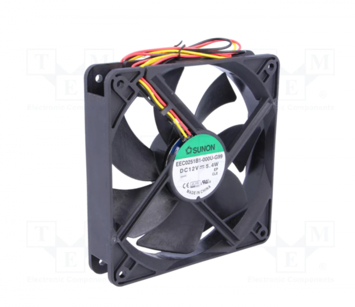 
					Кулер для охлаждения  SUNON EEC0251B1-000U-G99 120*120*25мм, 12V 0.451A, Q100