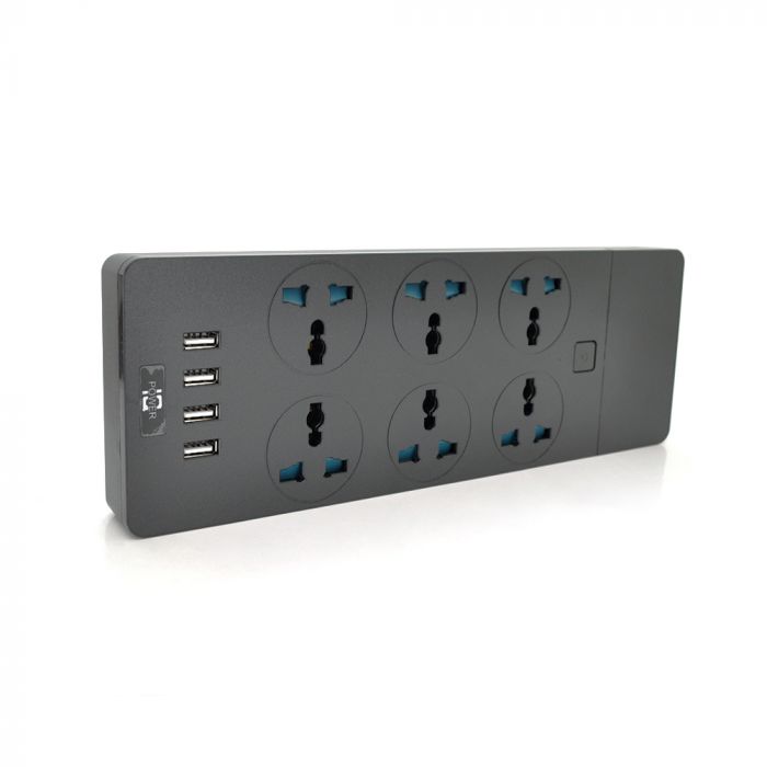 
					Мережевий фільтр ТВ-Т12, 6 розеток + 4 USB, 2 м, перетин 3х0,75мм, 3000W, Black, Box