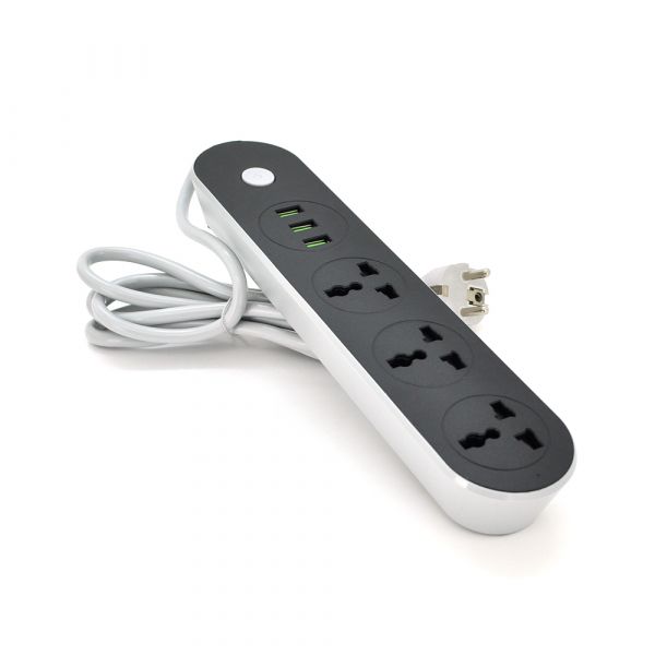 
					Мережевий фільтр ТВ-Т56, 3 розетки + 3 USB, 2 м, перетин 3х0,75мм, 2500W, Black, Box