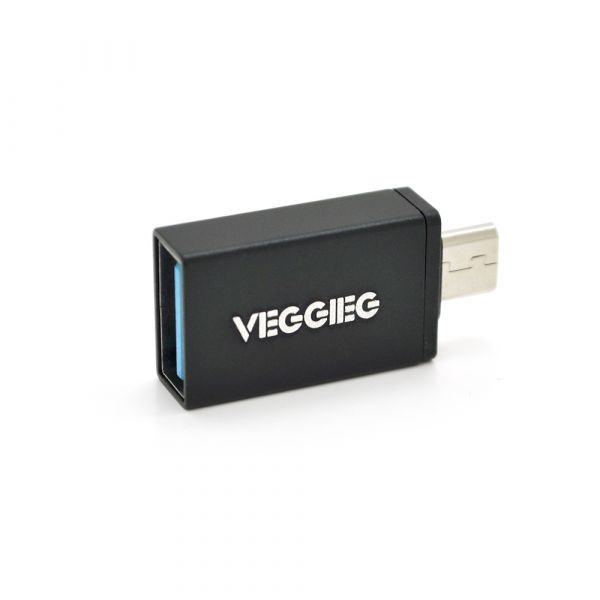 
					Перехідник VEGGIEG V-OT01 USB2.0(AF) OTG => microUSB(M), Black, Пакет