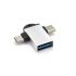 
					Перехідник VEGGIEG TC-114 USB3.0(AF) OTG => microUSB(M) + Type-C(M), Silver, Пакет