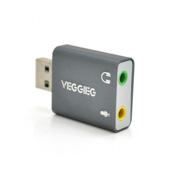 
					Контролер VEGGIEG US3-B, USB-sound card (7.1), Grey, Blister-Box