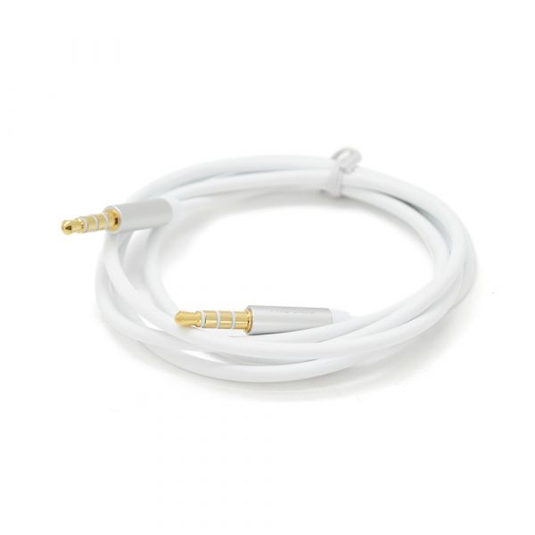 
					Кабель VEGGIEG AUW-1 AUX Audio DC3.5 тато-тато 1.0м, GOLD Stereo Jack, оплетка, (круглий) White cable, Пакет