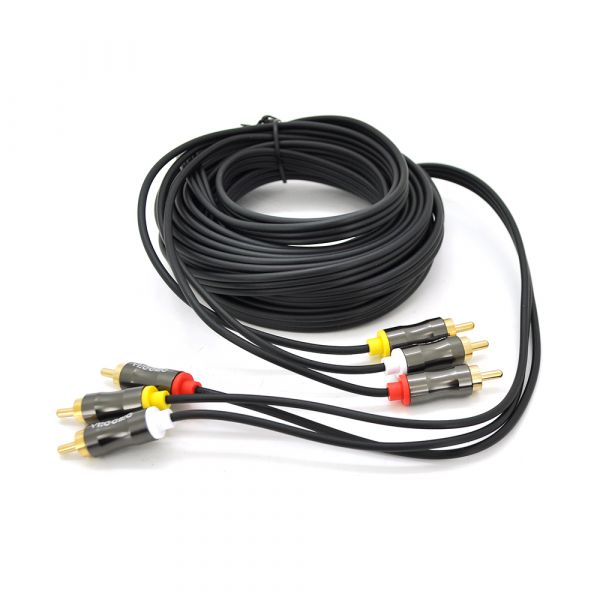 
					Кабель VEGGIEG AV304 Audio-Video 3хRCA (тато) => 3хRCA (тато), GOLD connector,  круглий, Black, 5,0 м, Пакет