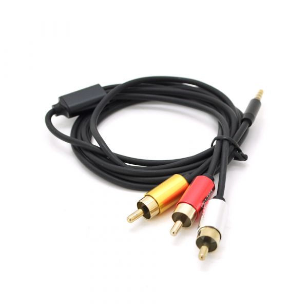 
					Кабель VEGGIEG AR3-1.5 DC3.5 (тато) => 3хRCA (тато), GOLD Jack, довжина Jack 15мм, круглий, Black, 1,5 м, Пакет
