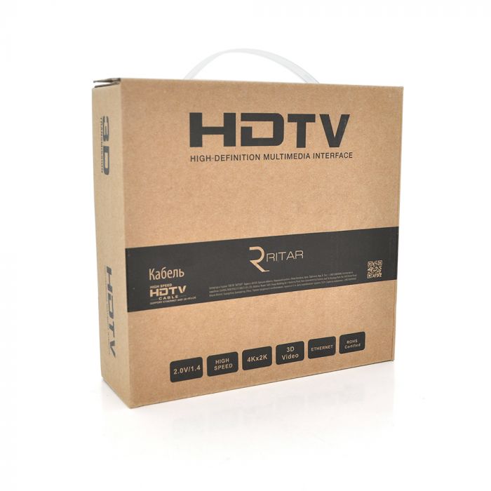 
					Кабель Premium Ritar PL-HD94 HDMI-HDMI Ultra HD 1080P, 20.0m, v1,4, OD-8.0mm, з фільтром, круглий Black, коннектор Gold, Box, Q20