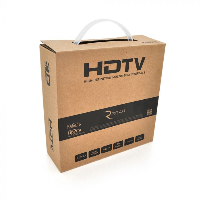
					Кабель Ritar Premium PL-HD348 HDMI-HDMI Ultra HD 4K,1080P, 20.0m, v1,4, OD-8.0mm, з фільтром, круглий Black, коннектор Gold, Box, Q20