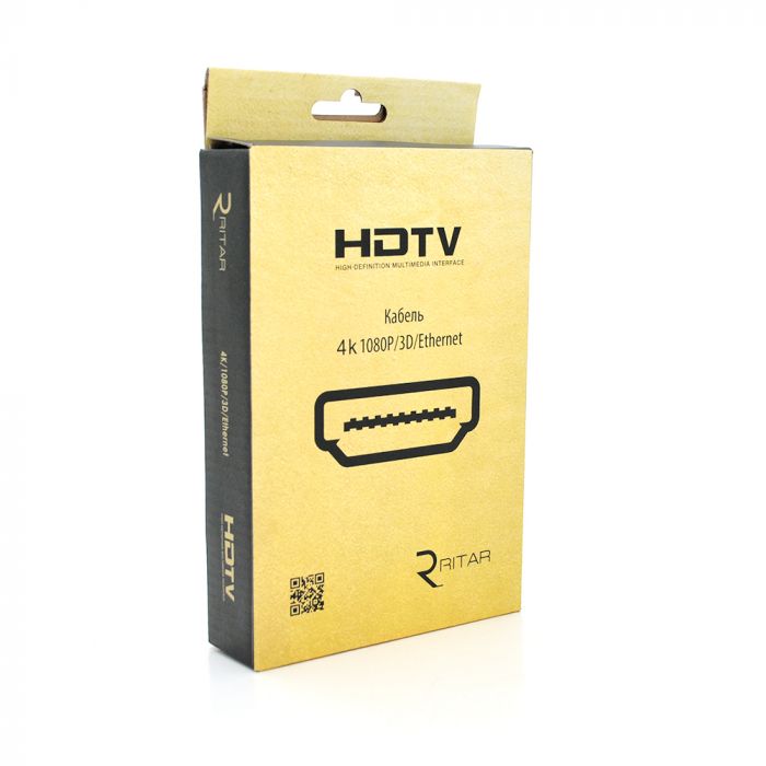 
					Кабель Ritar Premium PL-HD347 HDMI-HDMI 19+1, Ultra HD 4Kx2K, 2160P, 1.5m, v2,0, OD-6.0mm, з фільтром, круглий Black, коннектор Gold, Box, Q150