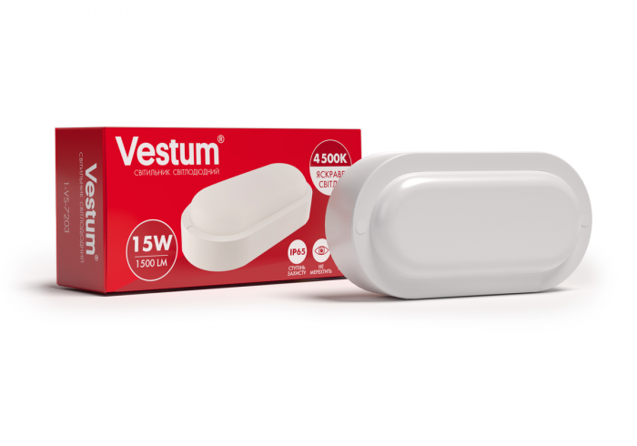 Светильник ЖКХ LED 15W овал 4500K 220V Vestum