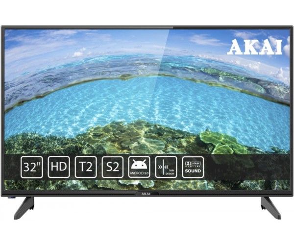 Телевізор 32" Akai UA32HD19T2S LED, HD , Smart TV, Android 9.0, USB 2.0x2, HDMIx3, DVB-T, DVB-T2, DVB-C, VESA200x100