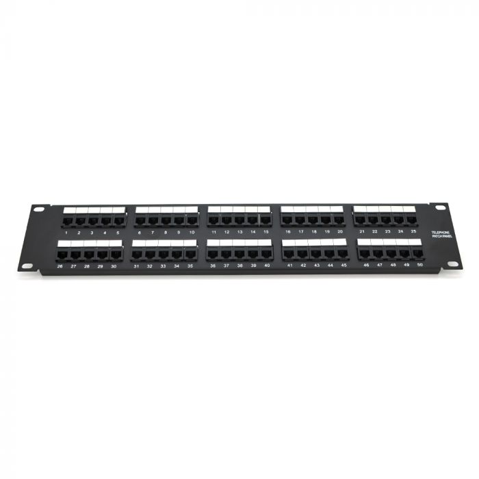 
					Патч-панель телефонна 50 портів UTP DUAL кат 3 19" не екранована, Black