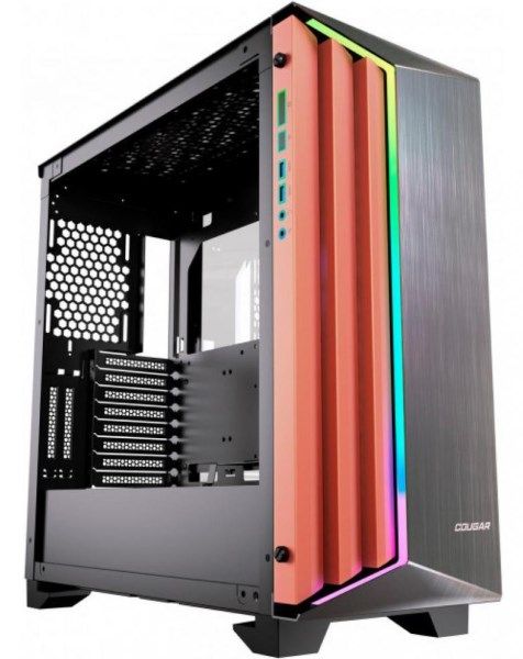 Корпус Cougar Dark Blader-S  4*3.5"/4*2.5" панель з шліфованого алюмінію, RGB підсвічування, загартоване скло