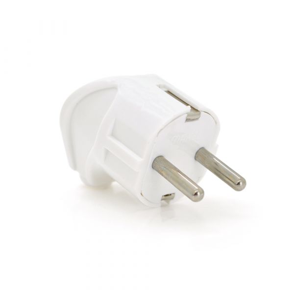 
					Вилка з заземленням кутова, 16A 250V, A713, White