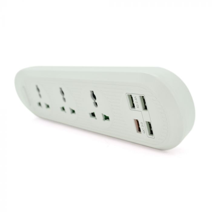 
					Мережевий фільтр ТВ-Т16, 4 розетки + 3 USB, 2 м, перетин 3х0,75мм, 3000W, White, Box