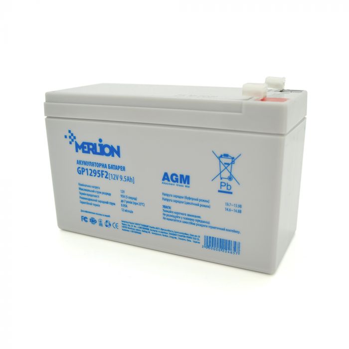 
					Акумуляторна батарея MERLION AGM GP1295F2 12 V 9,5 Ah ( 150 x 65 x  95 (100)  White Q10