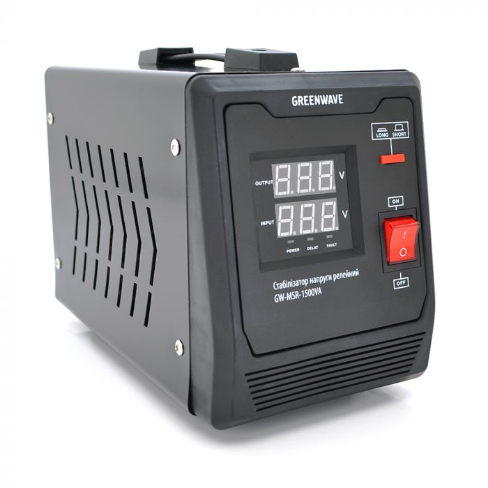 
					Стабілізатор напруги релейный Green Wave Mauser 1500VA (1050Вт), 1xShuko, DC140-260V, AC220±8%, BOX, Q4