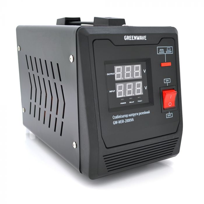 
					Стабілізатор напруги релейный Green Wave Mauser 2000VA (1400Вт), 1xShuko, DC140-260V, AC220±8%, BOX, Q4