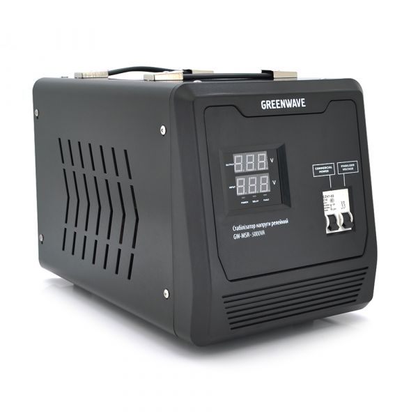 
					Стабілізатор напруги релейный Green Wave Mauser 5000VA (3500Вт), клемні колодки, DC140-260V, AC220±8%, BOX