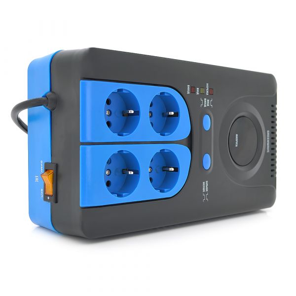 
					Стабілізатор напруги релейный Green Wave Winchester 1500VA (1050Вт), 4xShuko, DC140-260V, AC220±8%, BOX, Q4