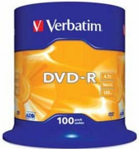 Диск DVD-R 4.7GB  16x  100pcs  Verbatim Matt Silver Cake