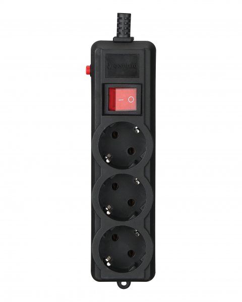 Мережевий фільтр 1.8м Geмbird SPG3-G-6B-PRO 3розетки, Перетин кабелю: 1 мм2,  чорний