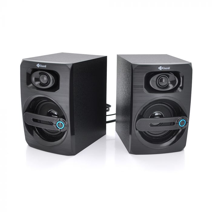 
					Колонки 2.0 Kisonli T-011 для ПК і ноутбука, USB + 3.5mm, 2x3W, 20Hz- 20KHz, Brown, BOX, Q30