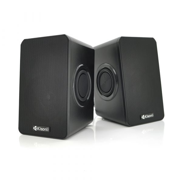 
					Колонки 2.0 Kisonli T-013 для ПК і ноутбука, USB + 3.5mm, 2x3W, 20Hz- 20KHz, з вбудованим підсилювачем, Black, BOX, Q40