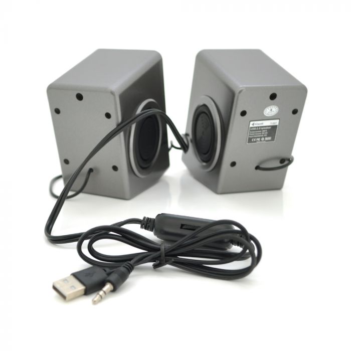 
					Колонки 2.0 Kisonli T-007 для ПК і ноутбука, USB + 3.5mm, 2x3W, 20Hz- 20KHz, Gray, BOX, Q40