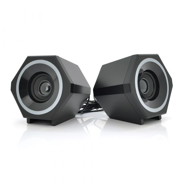 
					Колонки 2.0 Kisonli L-6060 для ПК і ноутбука, USB + 3.5mm, 2x3W, 20Hz- 20KHz, з підсвічуванням RGB, Black, BOX, Q24