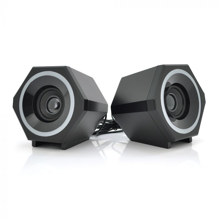 
					Колонки 2.0 Kisonli L-6060 для ПК і ноутбука, USB + 3.5mm, 2x3W, 20Hz- 20KHz, з підсвічуванням RGB, Black, BOX, Q24
