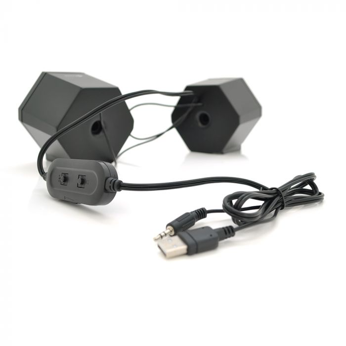 
					Колонки 2.0 Kisonli L-6060 для ПК і ноутбука, USB + 3.5mm, 2x3W, 20Hz- 20KHz, з підсвічуванням RGB, Black, BOX, Q24
