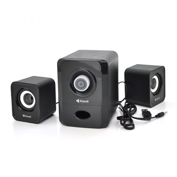 
					Колонки 2.1 Kisonli U-2900, для ПК і ноутбука, USB + 3.5mm, 5W + 2x3W, 20Hz- 20KHz, з сабвуфером, White, BOX, Q40