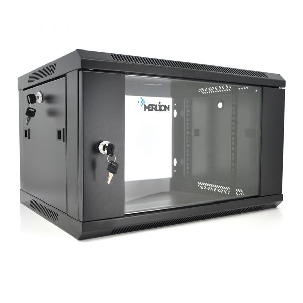 
					Шафа  Merlion 6U, 600*450*367 (Ш*Г*В) мм  загартоване скло, чорна. сталь 1,2мм з замком